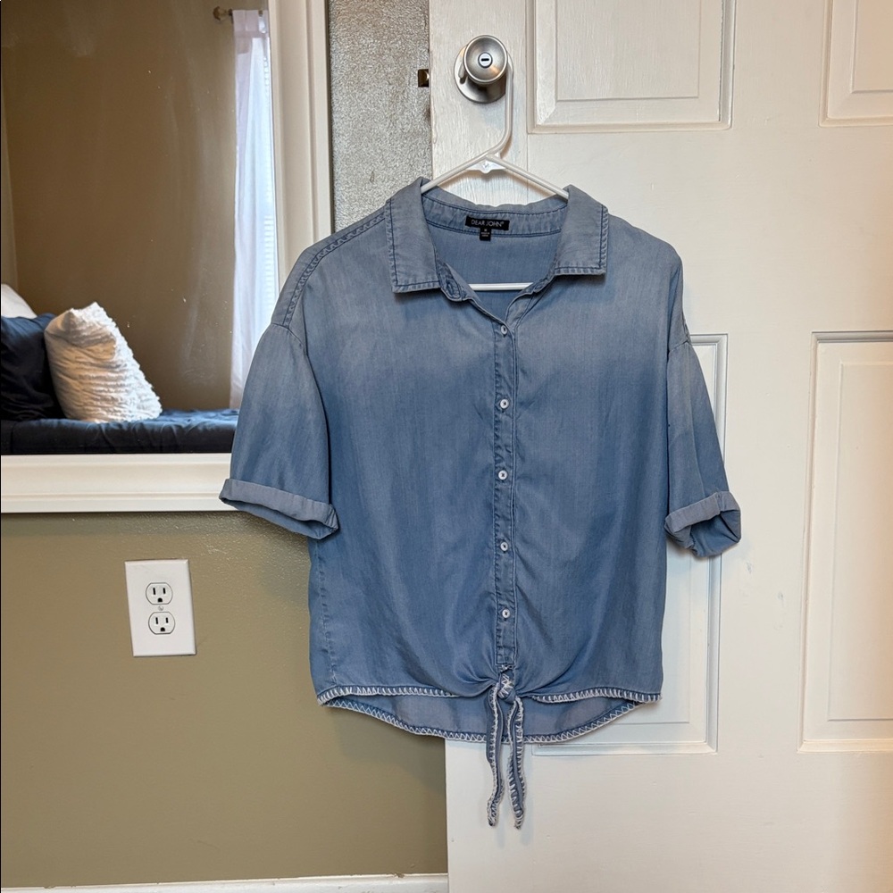 Dear John Blue Jean Top with Tie